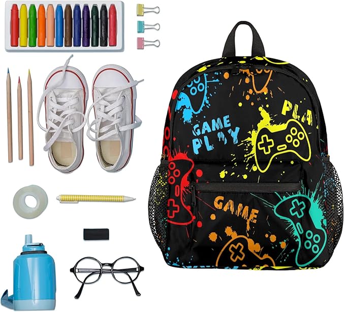 Toddler Backpack for Boys Girls - 12 Inch Video Game Kids Backpacks Preschool Kindergarten Back Pack Lightweight Waterproof Schoolbag Book Bag for School