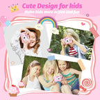 Upgrade Kids Camera for Girls, Christmas Birthday Gifts for Boys, 1080P HD Selfie Digital Video Camera for Toddlers, Cute Portable Little Girls Boys Gifts Toys for 3 4 5 6 Years Old