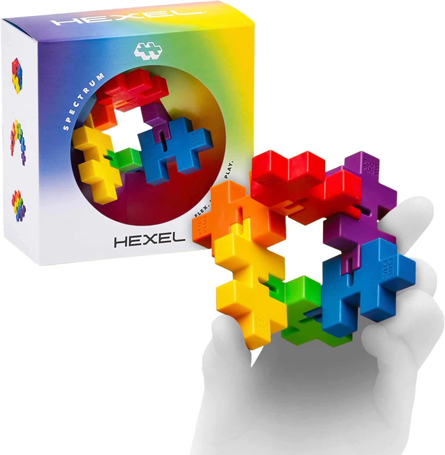 Plus-Plus - HEXEL Spectrum - Fidget Sensory Puzzle Toy - Travel Friendly, Quiet Stress and Anxiety Relief for Kids/Adults