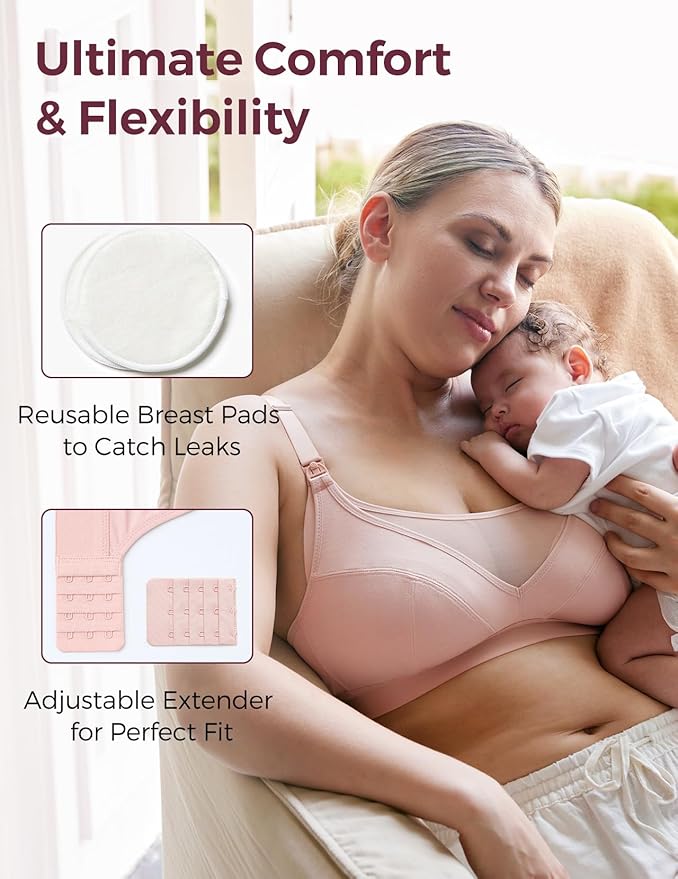 Momcozy Mesh Support Pumping Bra Hands Free Suitable for 36C-44G, Comfortable Plus Size Pumping and Nursing Bra in One