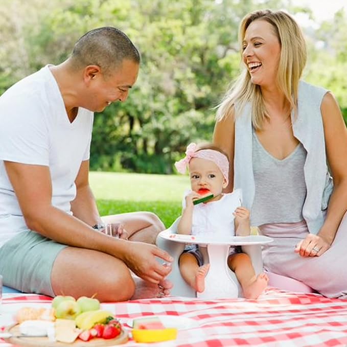 Bumbo Baby Floor Seat, Portable Infant Sit Up Activity & Eating Chair with Tray Accessory, Cool Grey - Feeding and Sitting Lounger for Babies and Infants Ages 3 to 12 Months