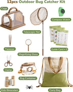 ROBUD Upgraded Kids Explorer Kit, Bug Catcher Kit with Wild Adventure Binoculars, Green Outdoor Exploration Set for Camping, Montessroi Toy for Kids Coming Closer to Nature，WRP30