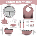 13 Pack Silicone Baby Feeding Set, BPA-Free Toddler Feeding Supplies, Include Suction Plates, Baby Bowls, Silicone Fork & Spoon, and More, First Stage Baby Dish Set - 6+ Months