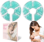 Breast Therapy Ice Packs, Hot and Cold Breast Pads, Breastfeeding Essentials Large Gel Bead Packs for Moms, 2 Pack (Teal, M)