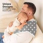 KeaBabies 4-Pack Baby Burp Cloths Baby Girl, Boy - Organic Cotton Burp Cloth, Extra Large, Absorbent, Soft Burping Cloths & Bibs Set for Babies, Newborn Burp Clothes, Thick Burp Rags (Grayscape)