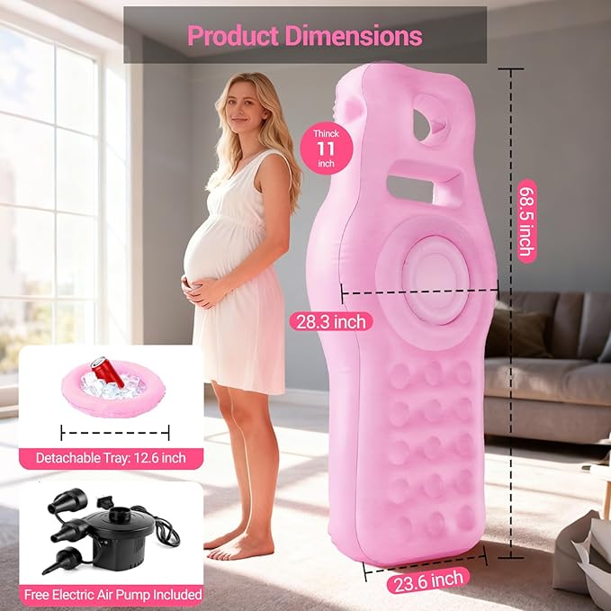 Inflatable Pregnancy Pillow with Belly & Head Hole, Prone Pregnancy Pillow for Stomach Sleepers, Belly Pillow Pregnancy Mattress for Pregnant Women, Maternity airbed Pool Float for Tummy Massage