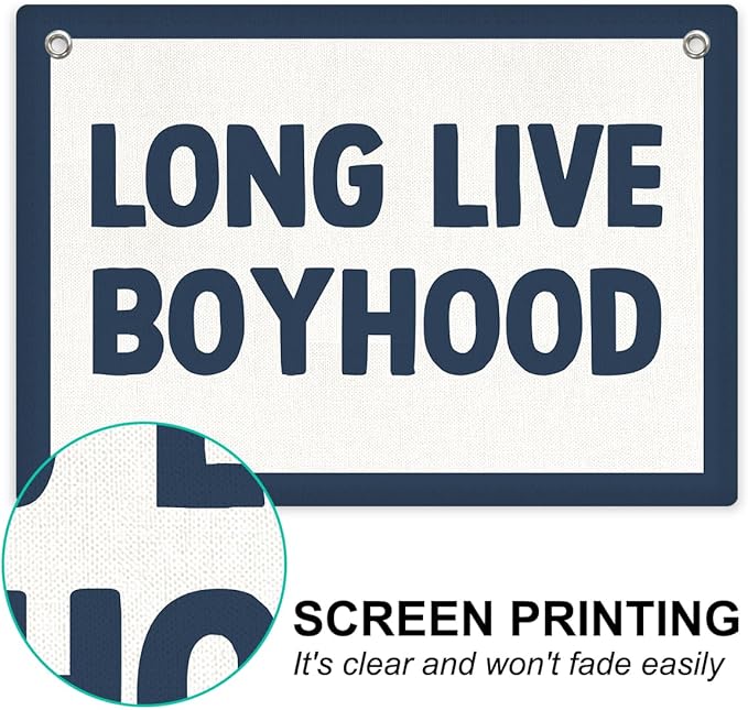 Toddler Boy Room Decor, Long Live Boyhood Banner Wall Hanging, Boys Room Wall Decor Banner Flag, Wall Flag Playroom Nursery Toddle Room Boys Room Decor Classroom Decorations, Banner for Room