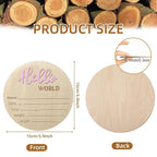 Baby Announcement Sign, 5.9 Inch Wooden Hello World Newborn Signs, Birth Announcement Sign, Baby Shower Hospital Nursery for Newborn Boys and Girls (Light Pink,Pen)