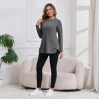GINKANA Women's Nursing Shirts Long Sleeve 3 Packs Hidden Zipper Breastfeeding Pumping Tops Side Split Maternity Clothes