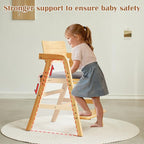 Solid Wood high Chairs for Toddlers,High Chair Grows with Kid for Dining, Study Chair for Children, Light Brown