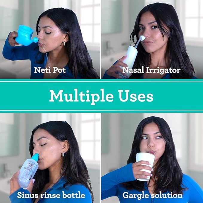 GuruNanda PreMixed Saline Packets for Nasal Rinse (192 Count), All Natural Sinus Rinse Packets to Help with Allergies & Congestion Relief, 0.08oz Each