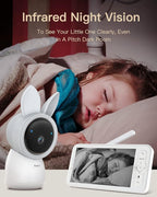 ARENTI Baby Monitor 2 Cameras, 2K Video Baby Camera with 5-Inch Upgraded Wireless Display, Super Night Vision, Lullabies, Cry & Motion Detection, Temp & Humidity Sensor, Two Way Audio
