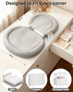 Baby Changing Pad with Waterproof & Wipe-Clean, Non-Slip Foldable PU Diaper Changing Pad, Adjustable Safety Belt, Changing Pad for Dresser, Changing Table,30"X19",Gray