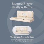 Foundations Ultra Horizontal Wall Mounted Baby Diaper Changing Station, Oversized Changing Surface, Plastic w/Heavy Duty Stainless Steel Hinge - Cream (200-EH-08)
