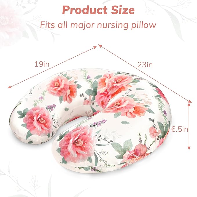 Pea Pod Nursing Pillow Cover Soft & Stretchy Removable Slipcover for Breastfeeding Pillows, Comfortable Nursing Pillow Case for Newborn, Snug Fit, Washable Feeding Pillow Slipcovers in Stylish Floral