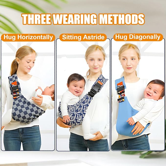 Baby Sling Carrier Newborn to Toddler Adjustable One-Shoulder Design with Safety Buckle, Soft & Lightweight Sling Baby Carrier 10-30 lbs(Mesh,Rainbow)