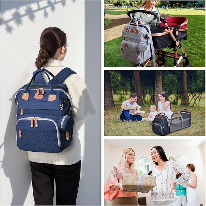 Diaper Bag with Changing Station, Baby diaper bags, Travel Essentials for Moms Dads, Boys, Blue