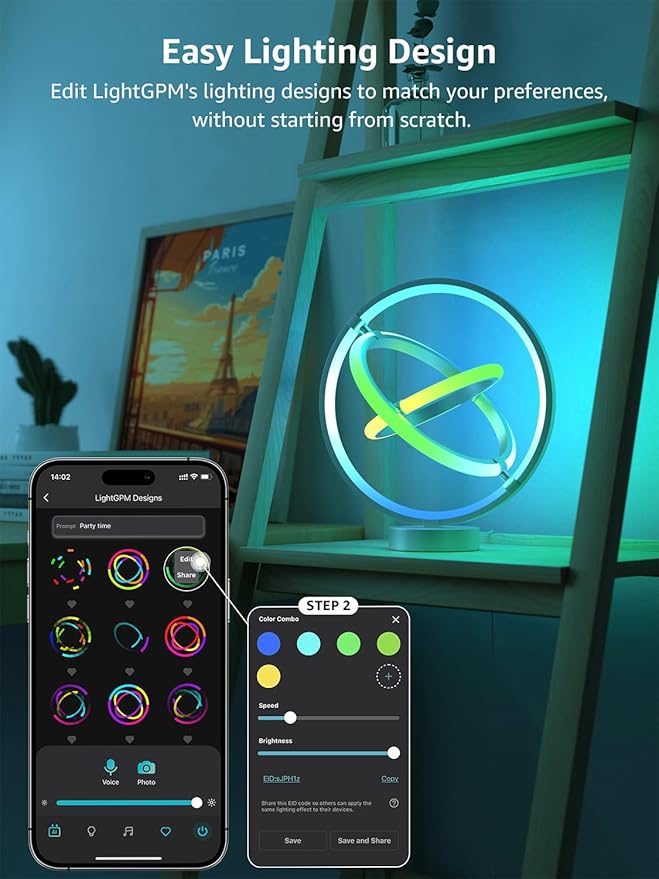 Lepro TB1 AI Smart Table Lamp, RGB+IC Addressable Color Changing Desk Light Alexa Google Enable, Music Sync Unique Cool LED Lamps for Game Room Decor Ambient Lighting, APP Control No Remote, 2.4 GHz