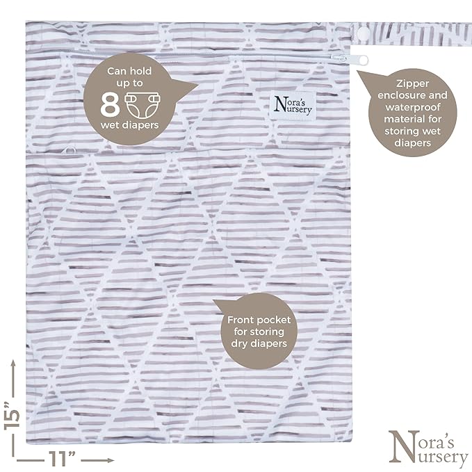 Cloth Diaper Cover, Washable Reusable Cover with Snap Closure, Cloth Diaper Shell for Prefold, Wet Bag Included, Pacific Neutrals by Nora's Nursery