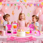 Coherny Play Kitchen Sets for Kids Ages 4-8, Kids Kitchen Playset with Realistic Coffee Maker Machine, Toaster, Mixer and Blender, Pretend Play Toys with Light & Sound for Toddles Girls Boys Gifts