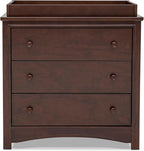 Delta Children Perry 3 Drawer Dresser with Changing Top and Interlocking Drawers, Walnut Espresso