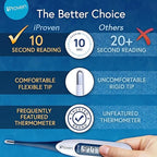 iProven Adult Digital Oral and Rectal Thermometer, Measures in 10 Seconds, with Flexible Tip, Fever Alarm, Thermometer for Kids and Babies (10 Packs)