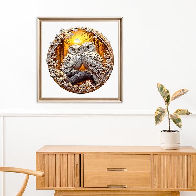 Wooden Puzzles for Adults - Couple Owl Wooden Jigsaw Puzzle - Unique Animal Shaped Wood Puzzles Adult - Creative Birthday Gift Family Game 300pcs