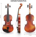 1/2 Beginner Violin Kit for Kids,Complete Violin Set with Case, Bow, Rosin,Natural