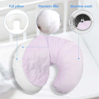 LAT Waterproof Nursing Pillow for Breastfeeding,Waterproof Removable Cover,Ergonomic Breast Feeding Pillows Baby for Baby Boys and Girls,Machine Washable(Pink)