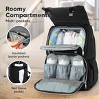 KeaBabies Baby Diaper Bag Backpack, Travel - Large Baby Bag for Mom and Dad, Waterproof, Multi-Function Girl Boy Diaper Backpack with Changing Pad, Durable Travel Essentials (Trendy Black)