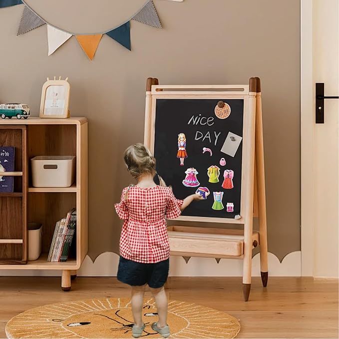 Yuzee Princess Magnetic Dress Up Games for Girls - Magnetic Paper Dolls for Girls Ages 4-7, 35 Piece Role Play Travel Toy Dress Up Set, with 3D Store Wardrobe Game Scene, Dress Up Games for Kids