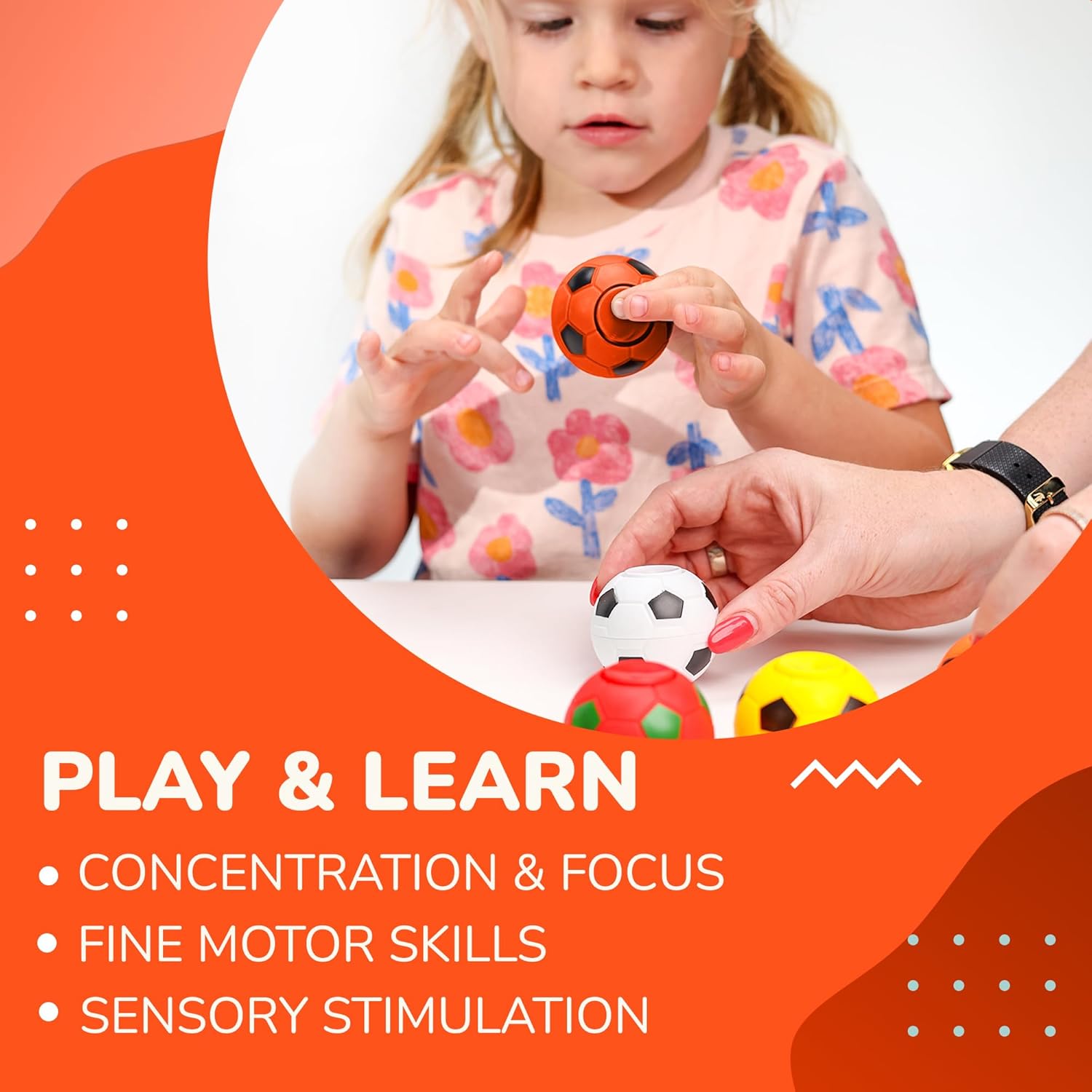 Entervending Fidget Spinners - 2 Inch Stress Balls - 12 Pcs Soccer Party Favors - Orange Mini Fidget Spinners - Classroom Prizes - Fidget Spinners for Kids - Easter Basket Stuffers