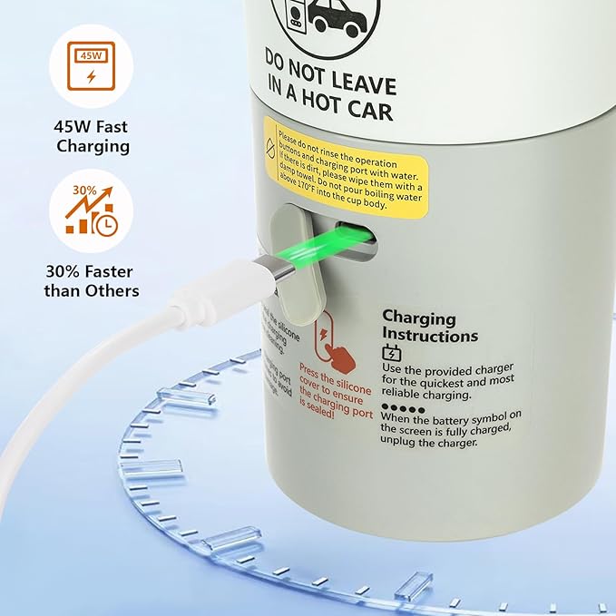 Portable Bottle Warmer for Travel – 15oz 316 Stainless Steel, 16000mAh Battery, Fast Heating & Precise Temp Control, Car Cup Fit, Long Battery Life, Perfect for Outdoor or On-The-Go Moms