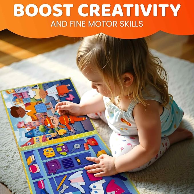 QUOKKA Magnetic Dress-Up Dolls for Girls Boys with 35 Magnetic Pieces - Creative Magnetic Play Set for Home or Travel - Perfect Magnetic Paper Dolls for Ages 3+, Boost Storytelling with Professions