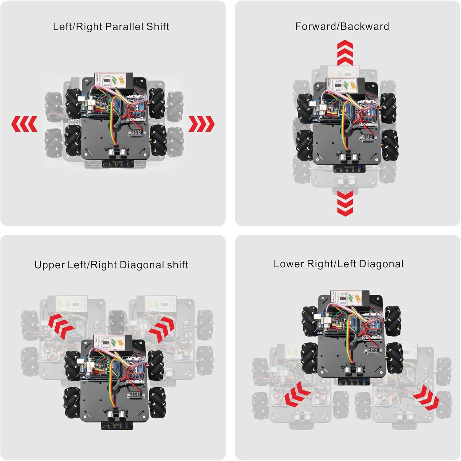 Omni-directinal Mecanum Wheels Robotic Car Kit for Arduino Mega2560 Metal Chassis DC Motor DIY STEM Remote Controlled Educational Mechanical DIY Coding for Teens Adult