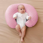 Nursing Pillow and Positioner with Cover for Breastfeeding and Bottle Feeding, Propping Baby, Tummy Time, Baby Sitting Support, Awake-Time Support (Candy Pink, 22" x 17.7" x 5.9")
