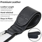 Stroller Hooks for Hanging, 2 PCS Durable Leather Style Stroller Clip Straps, Baby Stroller Hooks for Diaper Bags Grocery Shopping Bags, Mommy Hook for Stroller (Black)