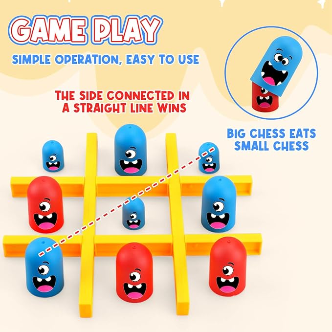 Tic Tac Toe Game: Kids’ Board Game Nesting Tic Tac Toe Strategic Board Game for Kids and Adults, Strategy Head to Head Games Boosts Logical Thinking Suitable Party Family Tabletop Games