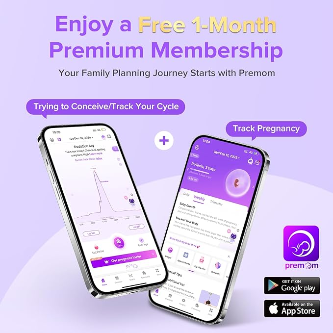 Premom Quantitative Ovulation & Pregnancy Test Kit: 40 LH Strips + 10 HCG Strips + 2 Reusable Urine Cups | at-Home Fertility Test for Women | Smart Digital Ovulation Reader App