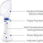 Crane x Halls Personal Vaporizer Steam Inhaler, Throat Steamer, Warm Steam Sinus Inhaler for Congestion and Cough Relief, Vapor Pad Compatible, Vocal Steamer for Singers