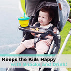 Snack Tray Fits for UPPAbaby Vista/Vista V2/Vista V3/Cruz/Cruz V2/ RumbleSeat/RumbleSeat V2, Stroller Tray with Cup Holder & Recessed Bowl, Dishwasher Safe, Quick Attachment, Folds with Stroller, Grey