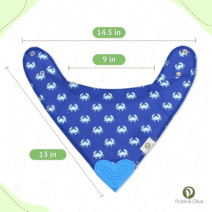 Pickle & Olive Bandana Teething Bibs with Attached Teether - Set Of 4 - Nautical