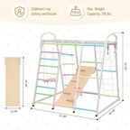 JAXPETY 9-in-1 Indoor Playground, Indoor Jungle Gym for Kids, Toddler Montessori Climbing Gym, Inside Play Gym with Slide, Swing, Monkey Bar, Ladder, Rings