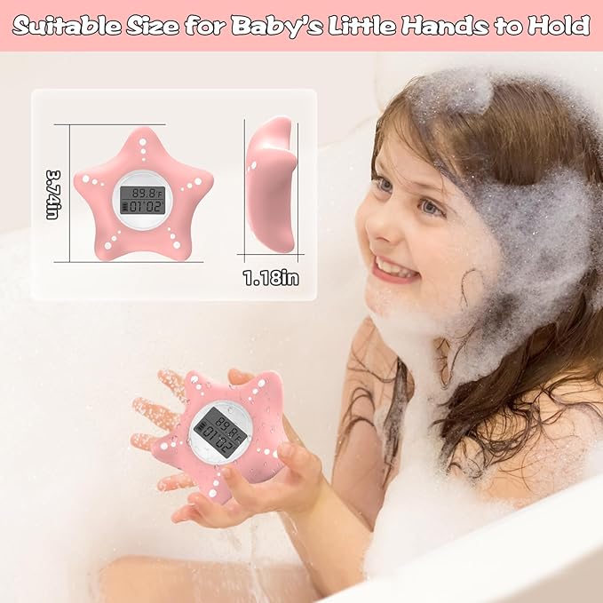 Safety Baby Bath Thermometer with Upgraded Chip, Digital Water Thermometer for Infants Bathtub, Accurate Temperature Testing and Color Alarm, Switching Between ℉ and ℃