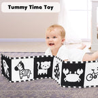 URMYWO Black and White Tummy Time High Contrast Newborn Toys 0-3 Months, Soft Baby Book, Visual Stimulation Montessori Sensory Infant Toys 0-6-12 Months, Shower Gift for Boys Girls