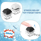 Keyboard Fidget Toys, Keyboard Fidget Keychain Keyboard Decompression Toys Keyboard Fidget Toy Button Stress Relief Gifts for Adult and Kids,Finger Clicker Toys,ADHD Toy,Cool Fidgets(White and Black)