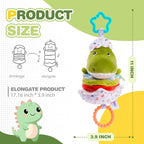 Jollybaby Baby Musical Pull String Hanging Toy for Stroller Car Seat Crib Play Gym, Plush Stuffed Dinasour Toy for Carseat with Music Teether Crinkle Paper, Sensory Toy for 0-6-12-18 Months Baby Gift