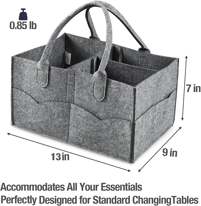 PandaEar Baby Diaper Caddy Organizer, Portable Travel Diaper Organizer, Nursery Caddy Basket with Divided Design