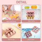 WAJIAYON Baby Food Freezer Tray Silicone Nibble Freezer Tray,Baby Fruit Food Feeder Teether,Breastmilk Popsicle Mold,Babies Breast Milk Teether Pop Maker Maker for Homemade Infant Meals-Pink