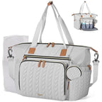 Diaper Bag Tote, Large Diaper Bags Waterproof, Hospital Bag for Labor Delivery, Baby Bag with Pacifier Case, Travel Diaper Tote with Changing Pad, Grey
